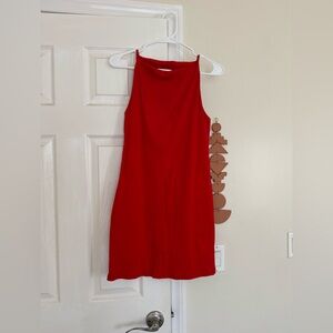 Red Sleeveless Boatneck Dress